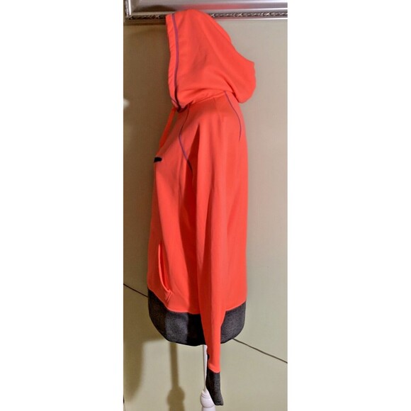 Nike Therma-Fit Womens Size M Neon Orange Swoosh Logo Hooded Pullover Sweatshirt - Picture 4 of 12